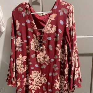 Relaxed Mini Dress w/ Flowing Sleeves